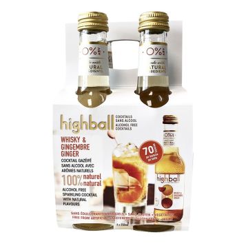 Alcohol-free sparkling cocktail - Whisky & ginger (Pack of 4 bottles)