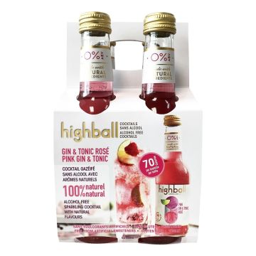 Alcohol-free sparkling cocktail - Pink gin & tonic (Pack of 4 bottles)