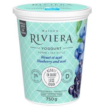 Yogourt ferme sans lactose 2,8% Bleuet acaï