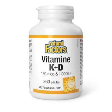 Vitamine K 120 mcg + vitamine D 1 000 UI - Système immunitaire