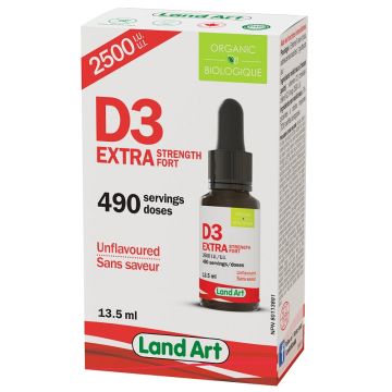 Vitamine D3 extra fort 2500 UI biologique sans saveur - Système immunitaire