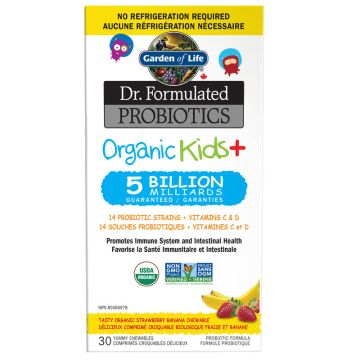 Dr. Formulated Probiotics - Organic Kids + 5 Billion Strawberry & Banana