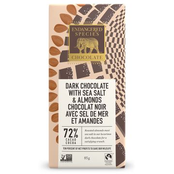 Chocolat noir avec sel de mer et amandes