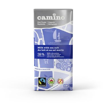 Tablette chocolat au lait 38% avec soupçon noisette sel marin biologique équitable