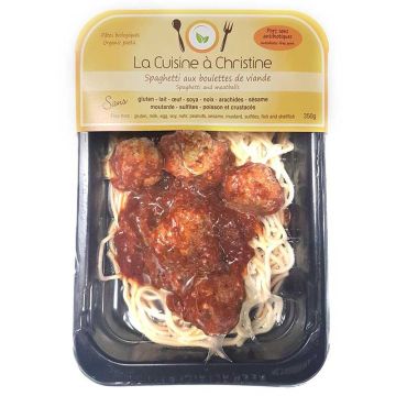 Spaghetti congelé aux boulettes de viande de porc