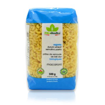 Pâtes macaroni de semoule de blé dur biologiques