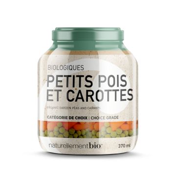 Légumes et légumineuses - Petits pois et carottes biologiques