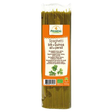 Pâtes spaghetti au blé, quinoa, ail et persil