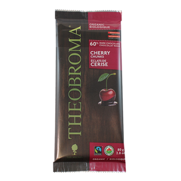 Fairtrade Organic 60% Dark Chocolate Cherry Chunks Bar