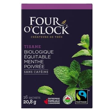 Tisane menthe poivrée sans caféine biologique équitable