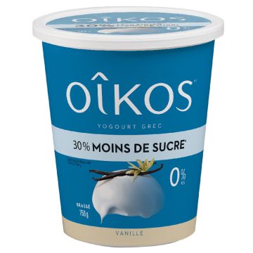 Yogourt grec 0% Vanille 30% moins de sucre