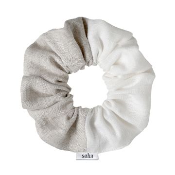 Scrunchie - Half Cream and Half White Linen