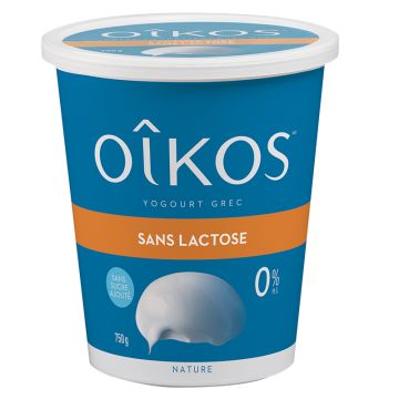 Yogourt grec sans lactose 0% Nature 