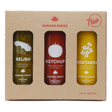 Trio ketchup, relish et moutarde