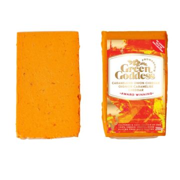 Fauxmage végétalien style cheddar oignon caramélisé