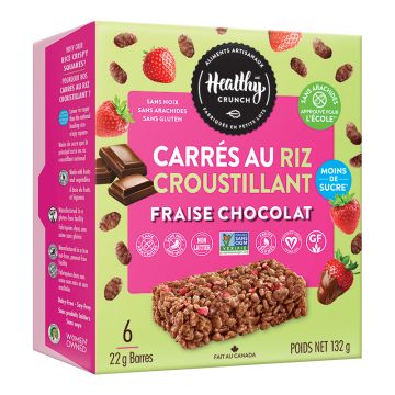 Carrés au riz croustillant - Fraise chocolat