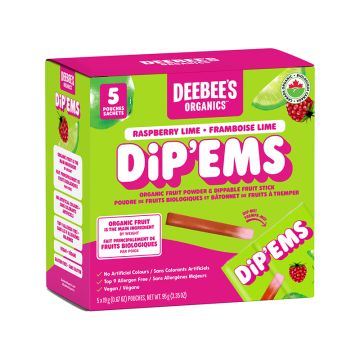 Poudre et bâtonnets de framboise lime biologiques à tremper Dip'ems