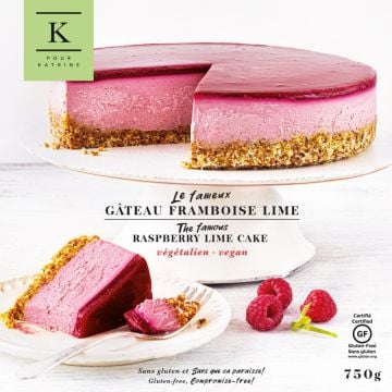 Gâteau framboise-lime sans gluten végétalien congelé