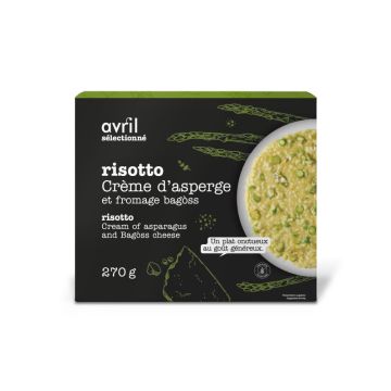 Risotto with asparagus cream and bagòss cheese