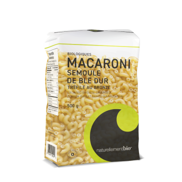 Macaroni à la semoule de blé dur tréfilés au bronze biologiques