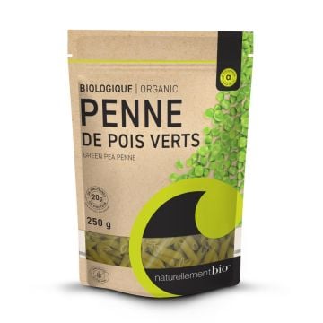 Pâtes protéinées biologiques - Penne de pois verts