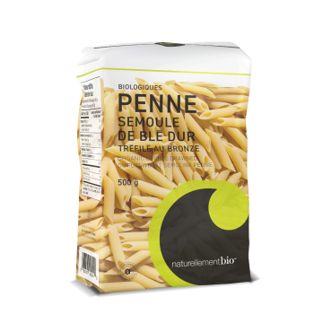 Penne à la semoule de blé dur tréfilés au bronze biologiques