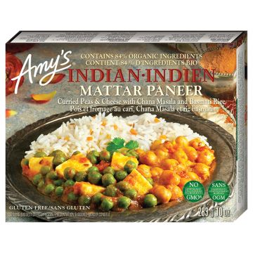 Mattar Paneer with Rice and Chana Masala