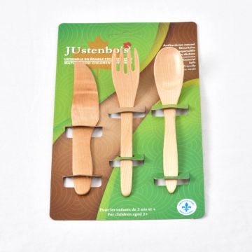 Ensemble d'ustensiles en bois pour enfants 