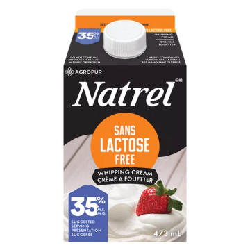 Crème à fouetter 35% sans lactose