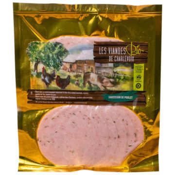 Saucisson de poulet tranché biologique