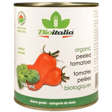 Tomates entières pelées biologiques - Avec basilic