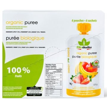 Purée biologique - Pommes, fraises et bananes