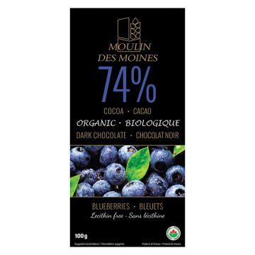 Organic Dark Chocolate - Cocoa 74% Blueberries