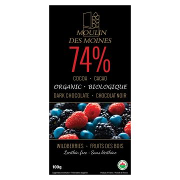 Organic Dark Chocolate - Cocoa 74% Wildberries