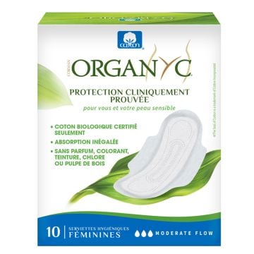 Panty liners - Moderate day pads with wings 100% organic cotton