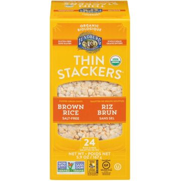 Organic Thin Stackers puffed grain cakes - Brown rice Salt-free (Gluten free)