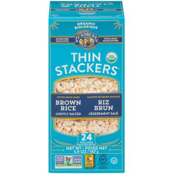 Organic Thin Stackers puffed grain cakes - Brown rice Lightly salted (Gluten free)