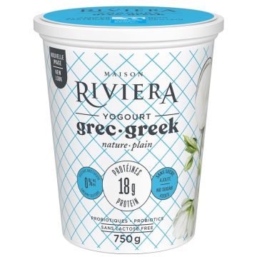 0% Lactose-free Plain Greek Yogurt Proteins 18 g