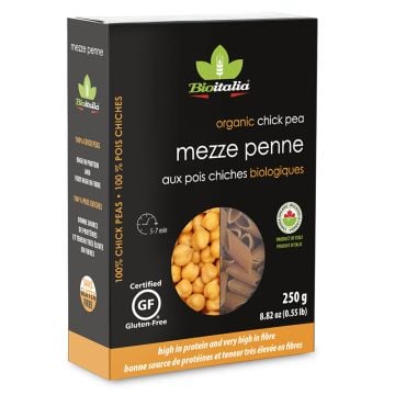 Pâtes mezze penne de pois chiches biologiques