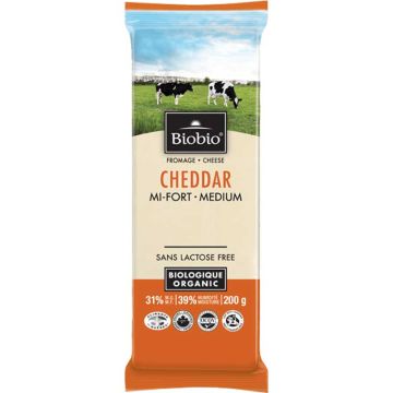 Cheddar mi-fort biologique sans lactose 36% 