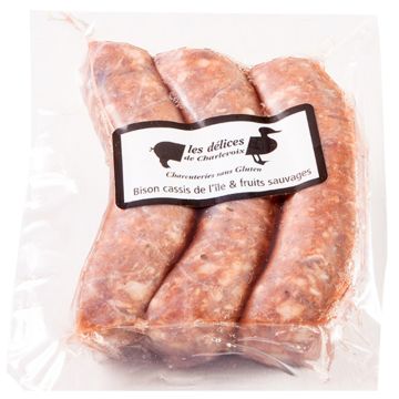 Saucisses de gibier congelées - Bison aux cassis de l'île et fruits sauvages