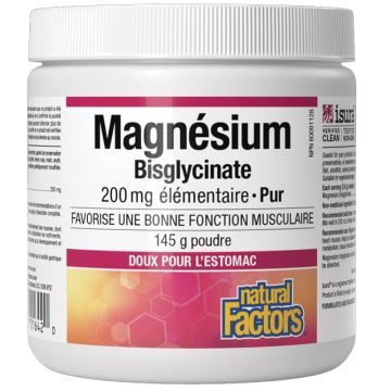 Magnésium Bisglycinate 200 mg pur en poudre - Fonction musculaire