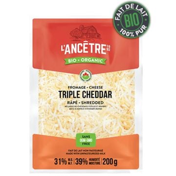 Fromage triple cheddar râpé biologique 31%