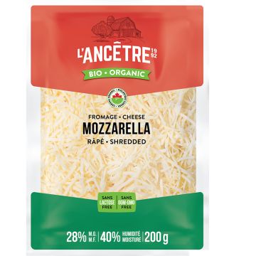 Fromage mozzarella râpé biologique sans lactose 28%