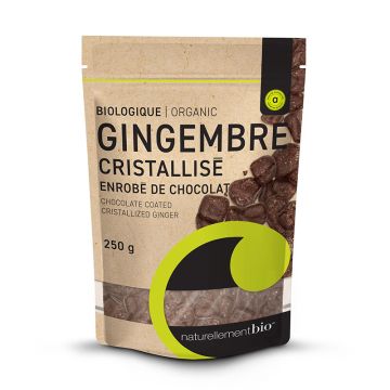 Gingembre cristallisé biologique enrobé de chocolat