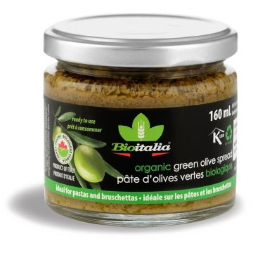 Organic green olive spread