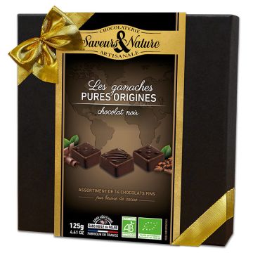 Coffret - Assortiment de chocolats noirs purs biologiques