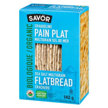 Craquelins biologiques - Pain plat multigrain sel de mer  