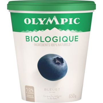 Yogourt style balkan biologique 2,8% Bleuet