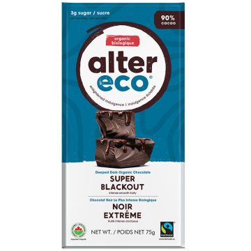 Barre de chocolat noir biologique 90% cacao - Noir extrême